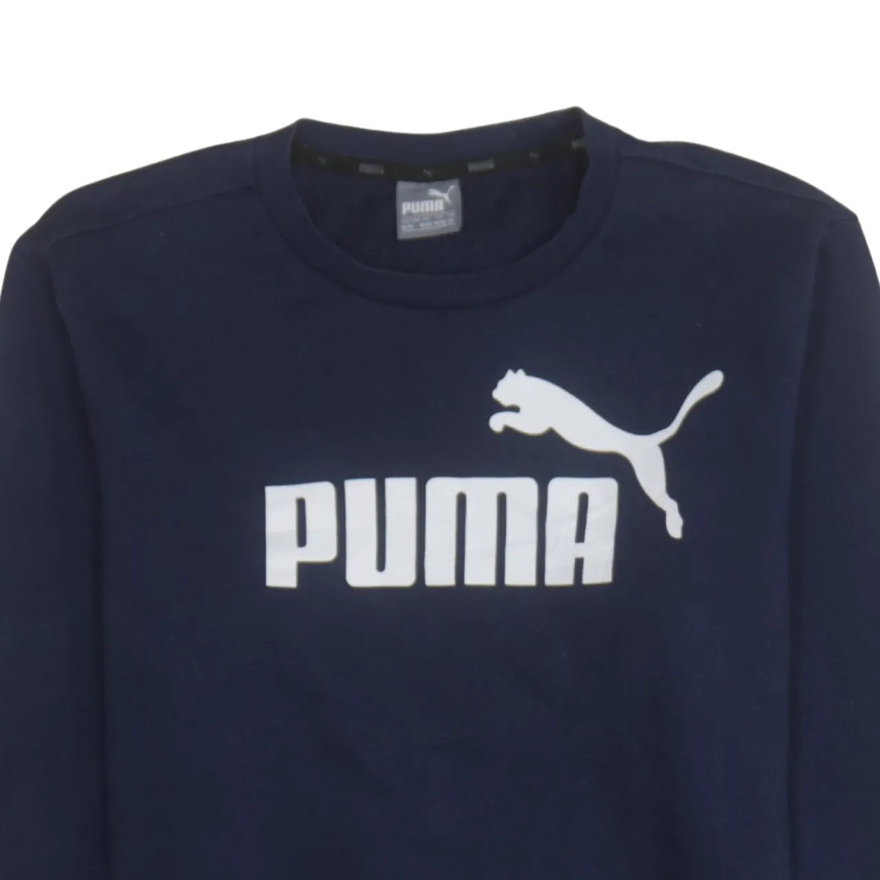 Puma Navy Blue Sweatshirt Men's Medium Printed Chest Logo Ribbed Cuffs Pullover Top sold by Vintage Club product image thumbnail 3