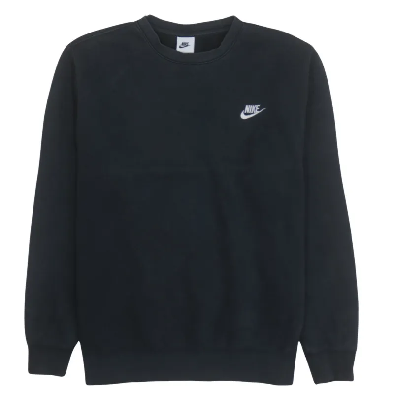 Nike Black Sweatshirt Men's Large Embroidered Swoosh Logo Crewneck Pullover Fleece Top sold by Vintage Club