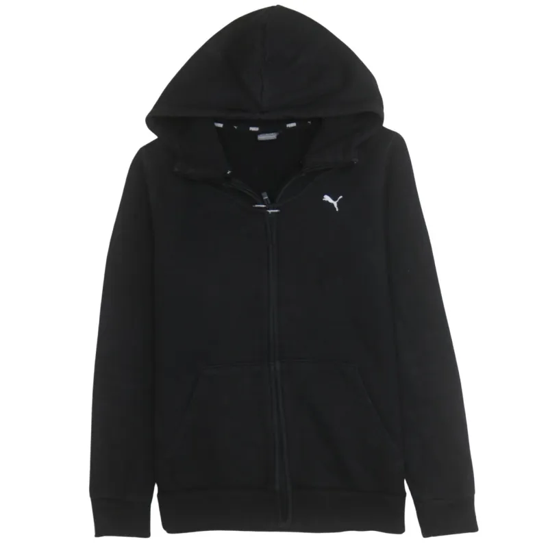 Puma Black Full Zip Hoodie Men’s Medium Embroidered Chest Logo Split Pocket Sweatshirt sold by Vintage Club