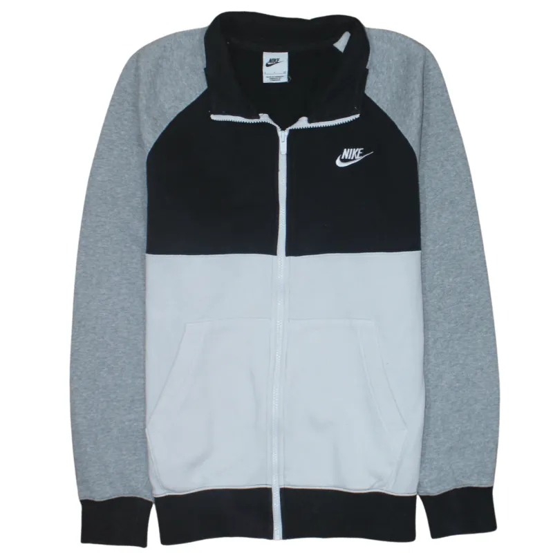 Nike Grey Black Full Zip Sweatshirt Men's Small Embroidered Swoosh Pockets Track Top made by Nike
