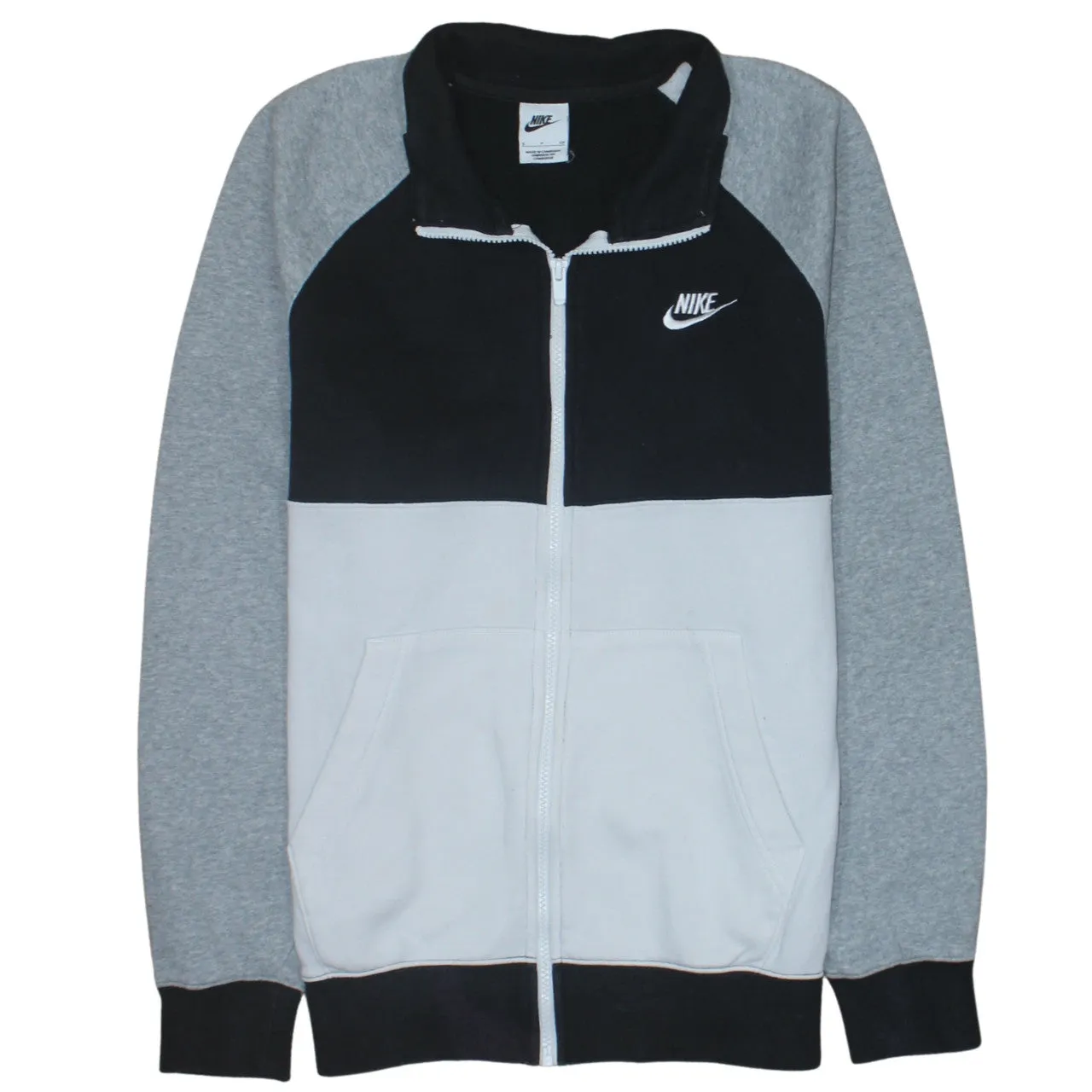 Nike Grey Black Full Zip Sweatshirt Men's Small Embroidered Swoosh Pockets Track Top sold by Vintage Club