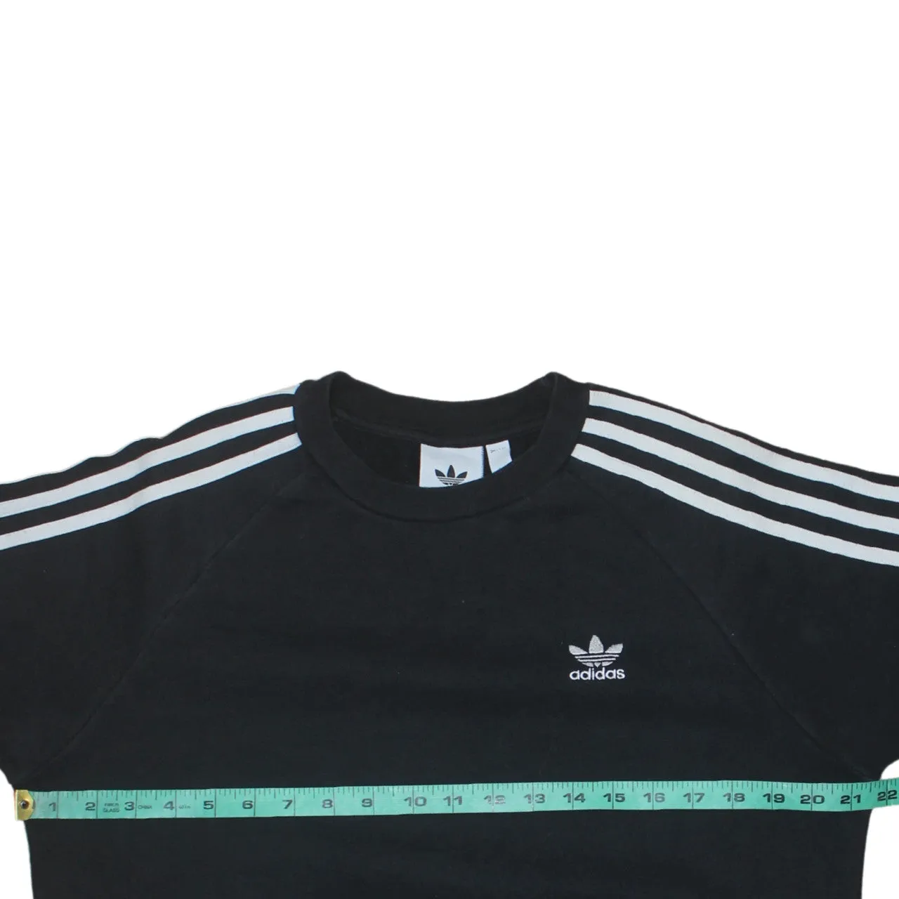 Adidas Black Sweatshirt Men's Small Three Stripe Sleeves Embroidered Trefoil Logo Pullover sold by Vintage Club product image thumbnail 5