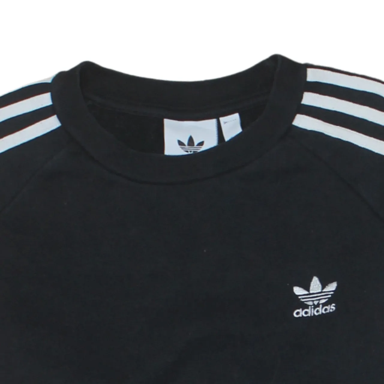 Adidas Black Sweatshirt Men's Small Three Stripe Sleeves Embroidered Trefoil Logo Pullover sold by Vintage Club product image thumbnail 3