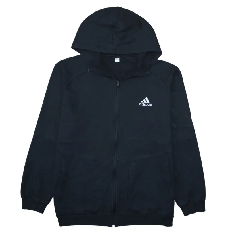 Adidas Black Full Zip Hoodie Men's XLarge Embroidered Logo Split Pockets Sweatshirt Top sold by Vintage Club