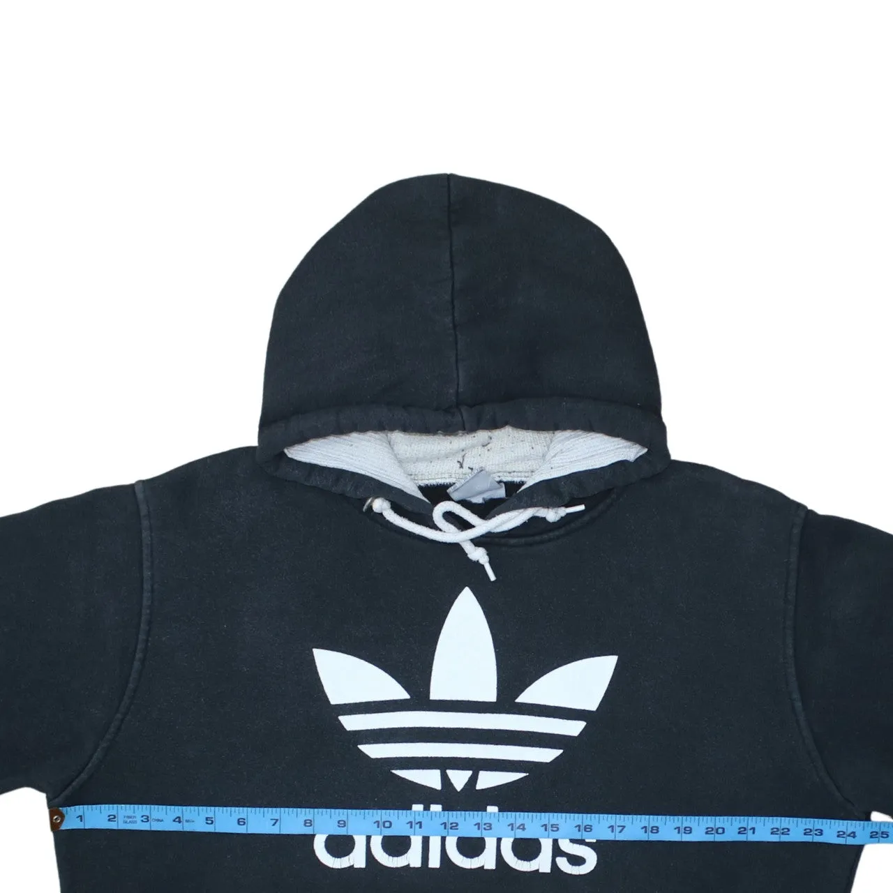 Adidas Black Hoodie Men’s XLarge Printed Trefoil Logo Drawstring Hood Front Pocket Sweatshirt sold by Vintage Club product image thumbnail 5