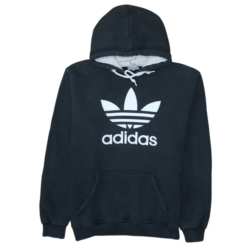Adidas Black Hoodie Men’s XLarge Printed Trefoil Logo Drawstring Hood Front Pocket Sweatshirt sold by Vintage Club
