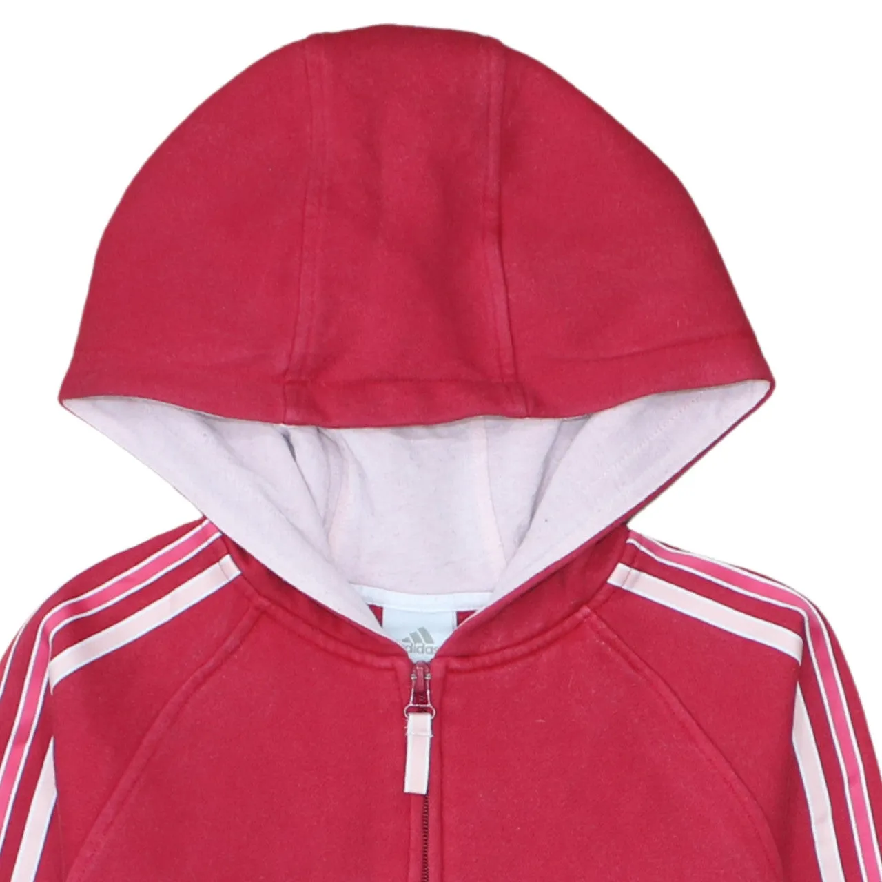 Adidas Red Full Zip Hoodie Women’s Medium Embroidered Logo Three Stripe Sleeves Sweatshirt sold by Vintage Club product image thumbnail 3