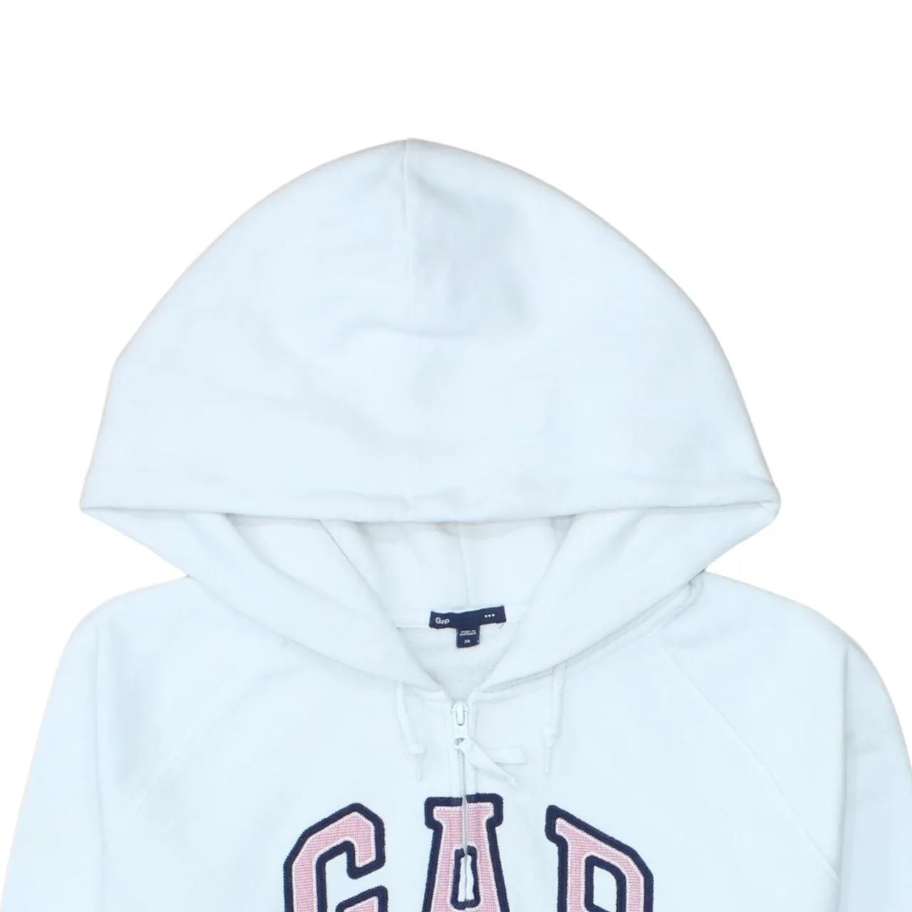 Gap White Zip Hoodie Women’s XLarge Embroidered Logo Raglan Sleeves Split Pocket Sweatshirt sold by Vintage Club product image thumbnail 3
