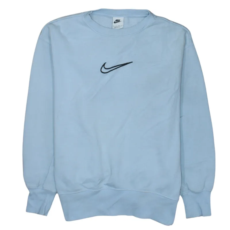 Nike Light Blue Sweatshirt Men’s XSmall Embroidered Swoosh Logo Ribbed Crewneck Pullover sold by Vintage Club
