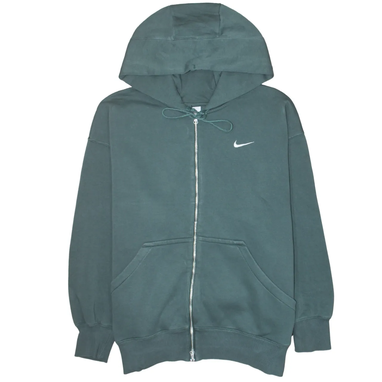 Nike Dark Green Zip Hoodie Men’s XLarge Embroidered Swoosh Split Pocket Sweatshirt sold by Vintage Club