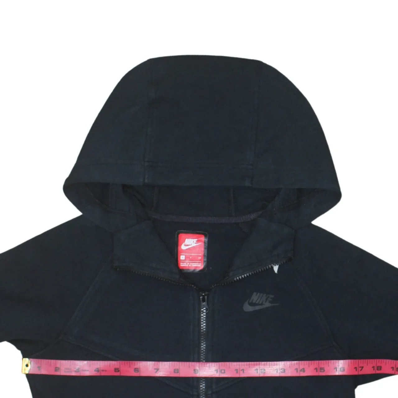Nike Black Full Zip Hoodie Women’s Small Embroidered Chest Logo Panelled Fleece Jacket sold by Vintage Club product image thumbnail 5