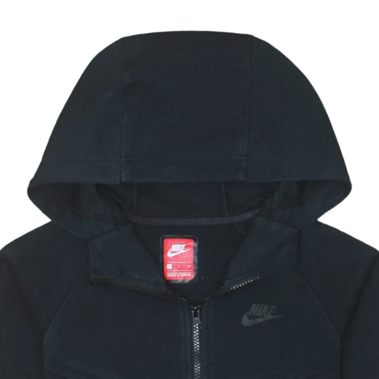 Nike Black Full Zip Hoodie Women’s Small Embroidered Chest Logo Panelled Fleece Jacket sold by Vintage Club product image thumbnail 3