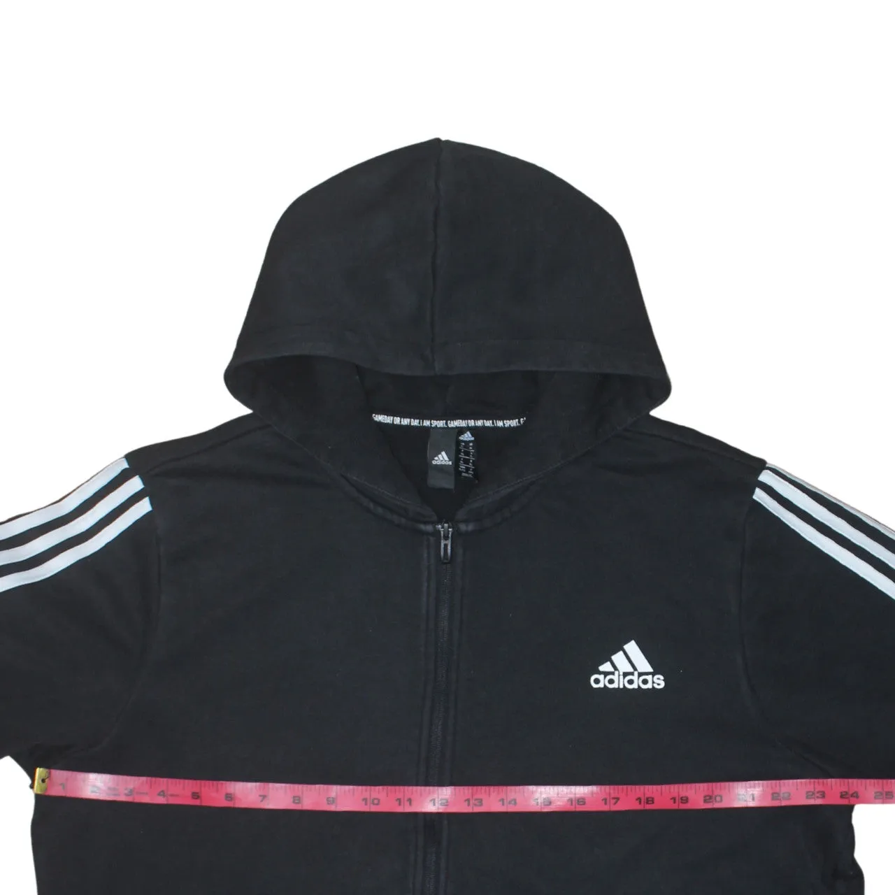 Adidas Black Full Zip Hoodie Men’s XLarge Embroidered Logo Three Stripe Sleeves Sweatshirt sold by Vintage Club product image thumbnail 5