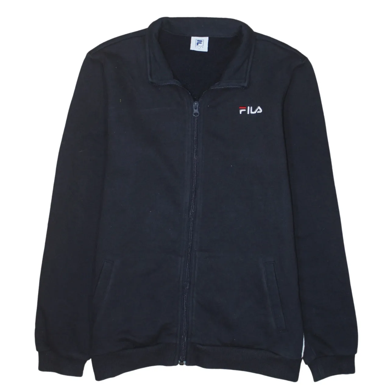 Fila Black Full Zip Sweatshirt Women’s XLarge Embroidered Chest Logo Pockets Track Top sold by Vintage Club