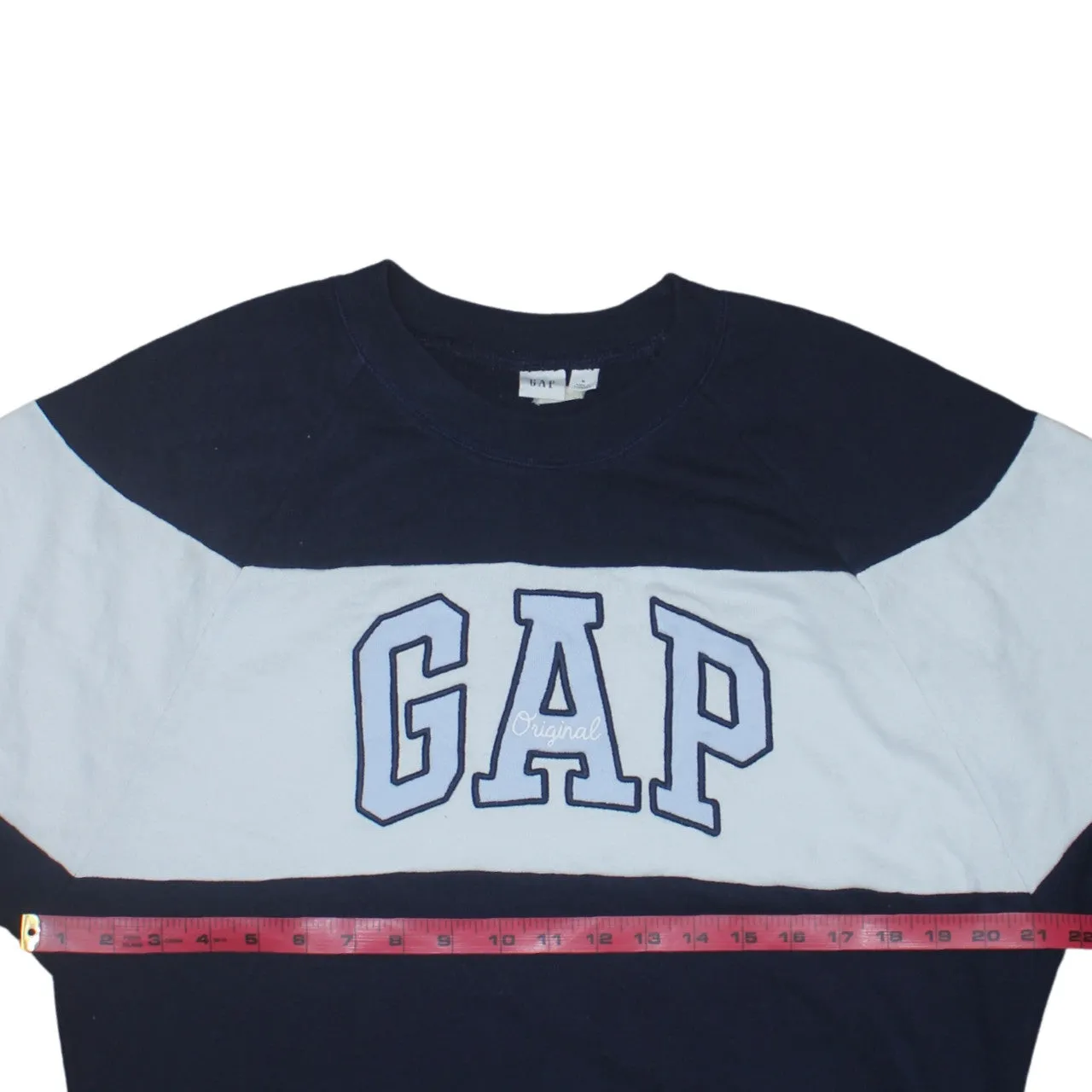 Gap Navy Blue Colour Block Sweatshirt Women's Medium Printed Logo Crewneck Pullover Top sold by Vintage Club product image thumbnail 5