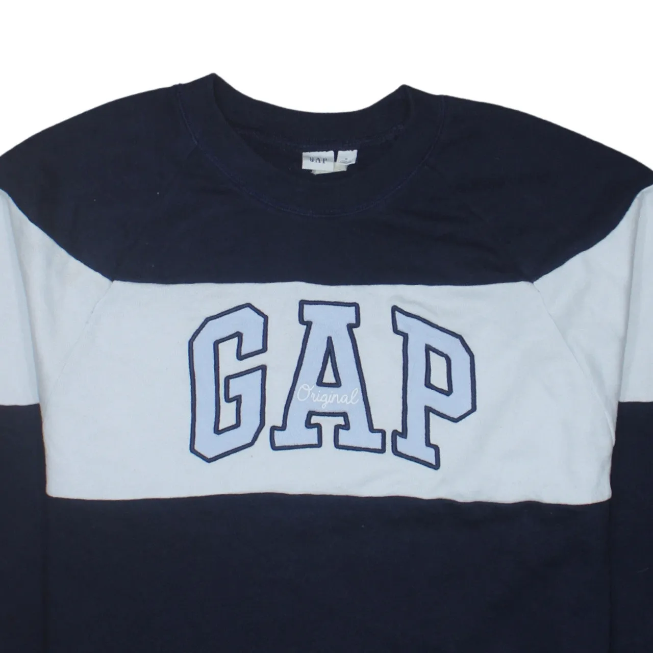 Gap Navy Blue Colour Block Sweatshirt Women's Medium Printed Logo Crewneck Pullover Top sold by Vintage Club product image thumbnail 3