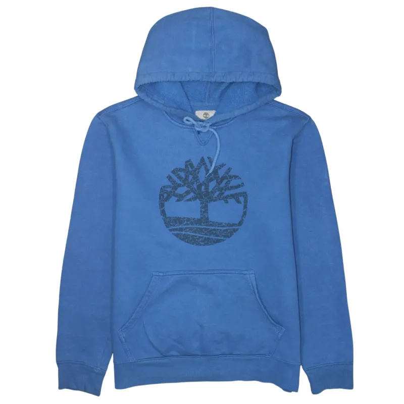 Timberland Blue Hoodie Men's Medium Printed Tree Logo Front Pouch Pullover Sweatshirt sold by Vintage Club