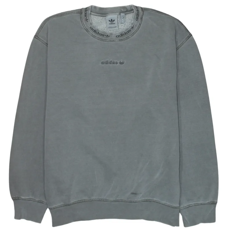 Adidas Grey Sweatshirt Men’s Medium Embroidered Trefoil Logo Crewneck Fleece Pullover Top sold by Vintage Club