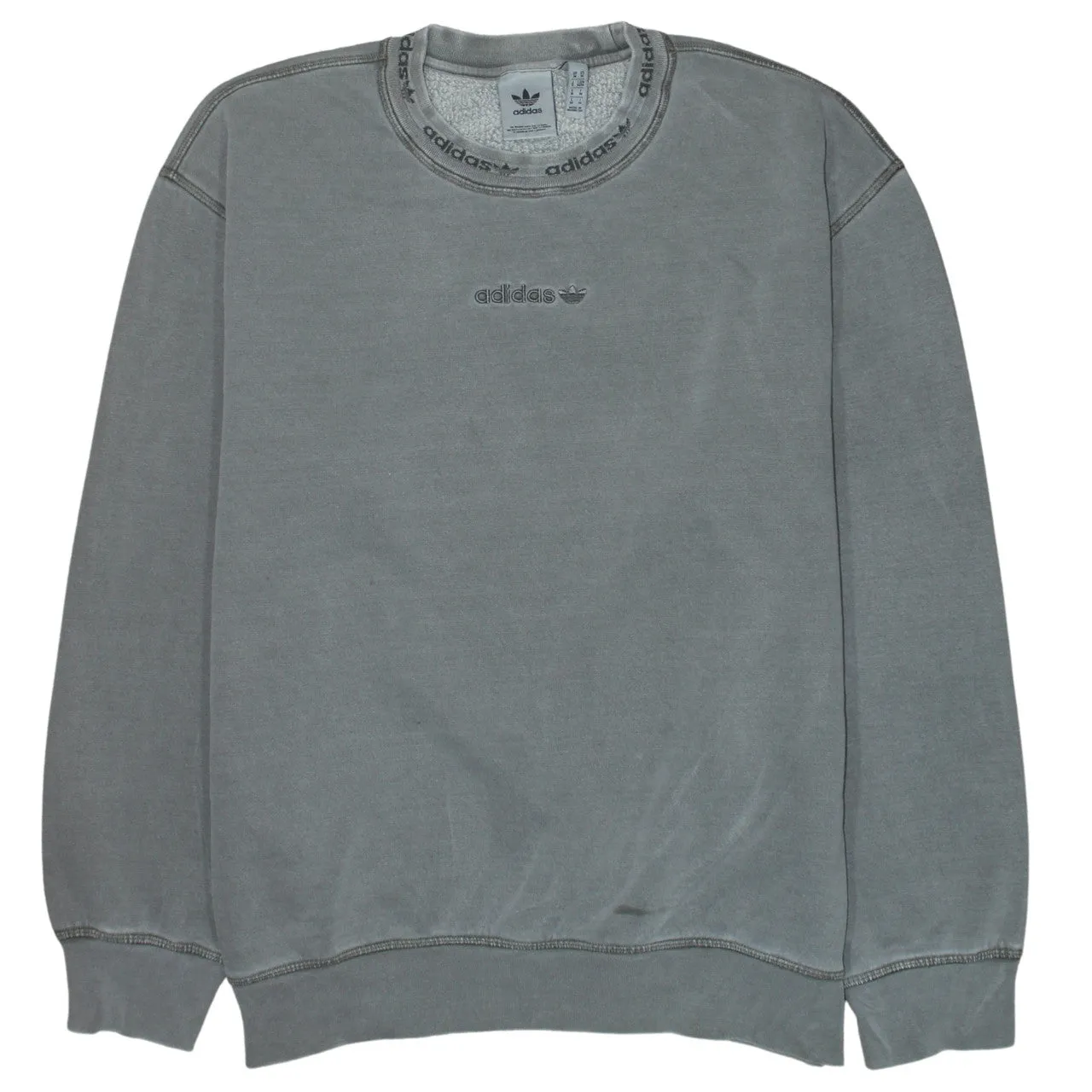 Adidas Grey Sweatshirt Men’s Medium Embroidered Trefoil Logo Crewneck Fleece Pullover Top sold by Vintage Club