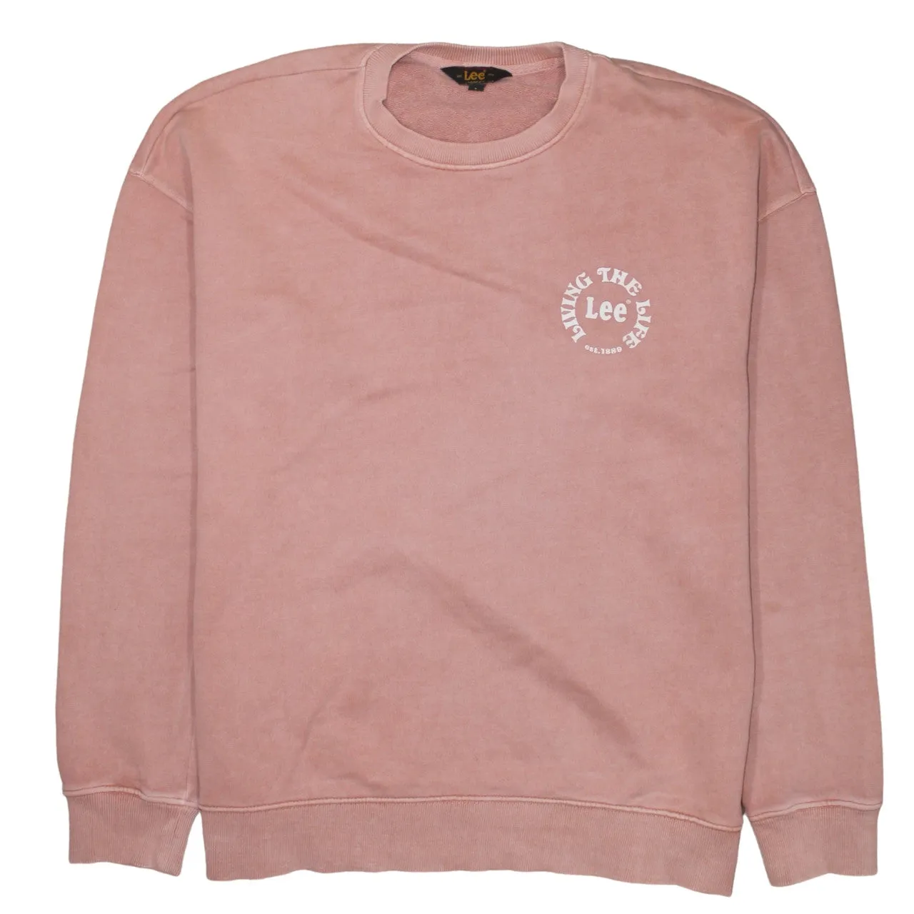 Lee Pink Crewneck Sweatshirt Men's Large Printed Sunflower Graphic Ribbed Hem Pullover sold by Vintage Club