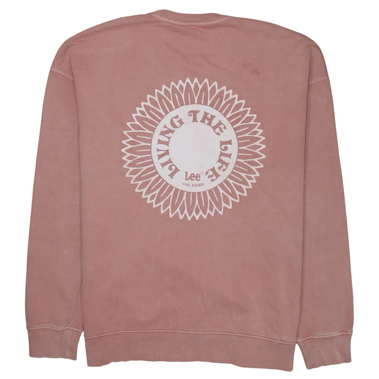 Lee Pink Crewneck Sweatshirt Men's Large Printed Sunflower Graphic Ribbed Hem Pullover sold by Vintage Club product image thumbnail 2