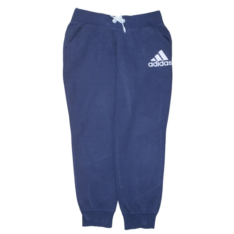 Adidas Navy Blue Joggers Women’s Medium Printed Logo Drawstring Waist Cuffed Sweatpants made by Adidas