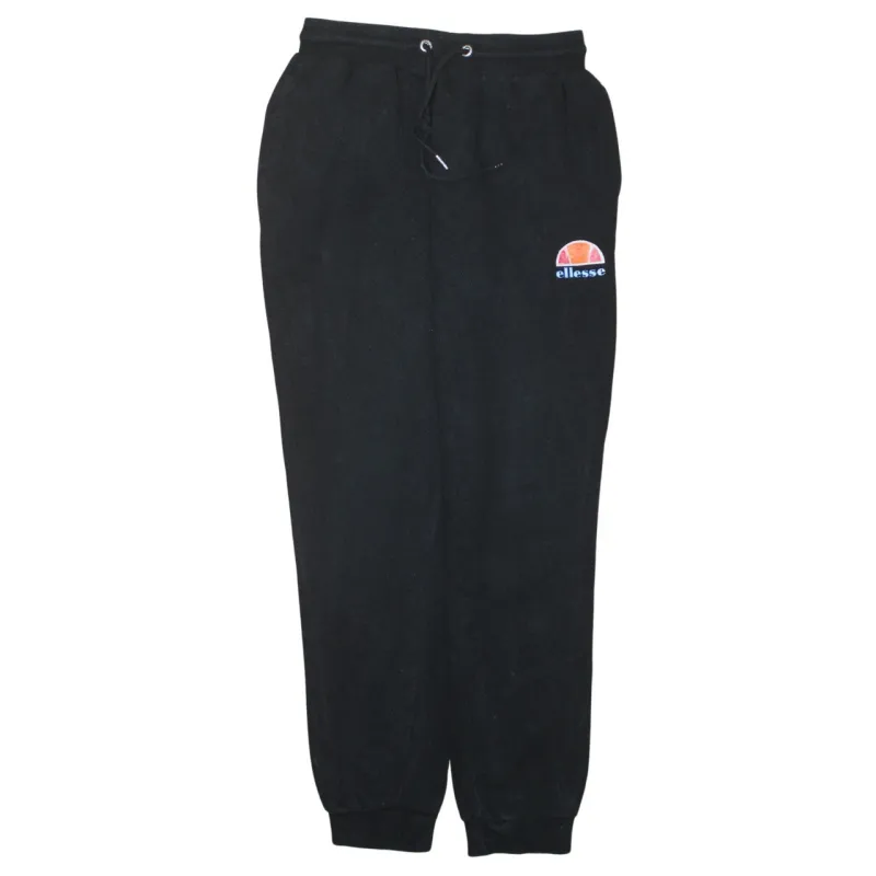 Ellesse Black Joggers Men’s 26 Embroidered Logo Drawstring Waist Cuffed Fleece Sweatpants made by Ellesse