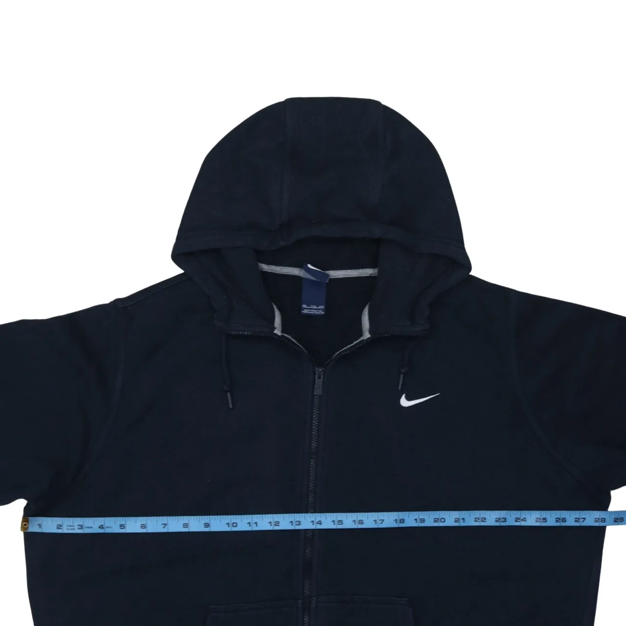 Nike Black Full Zip Hoodie Men's XXLarge Embroidered Swoosh Split Pocket Fleece Sweatshirt sold by Vintage Club product image thumbnail 5