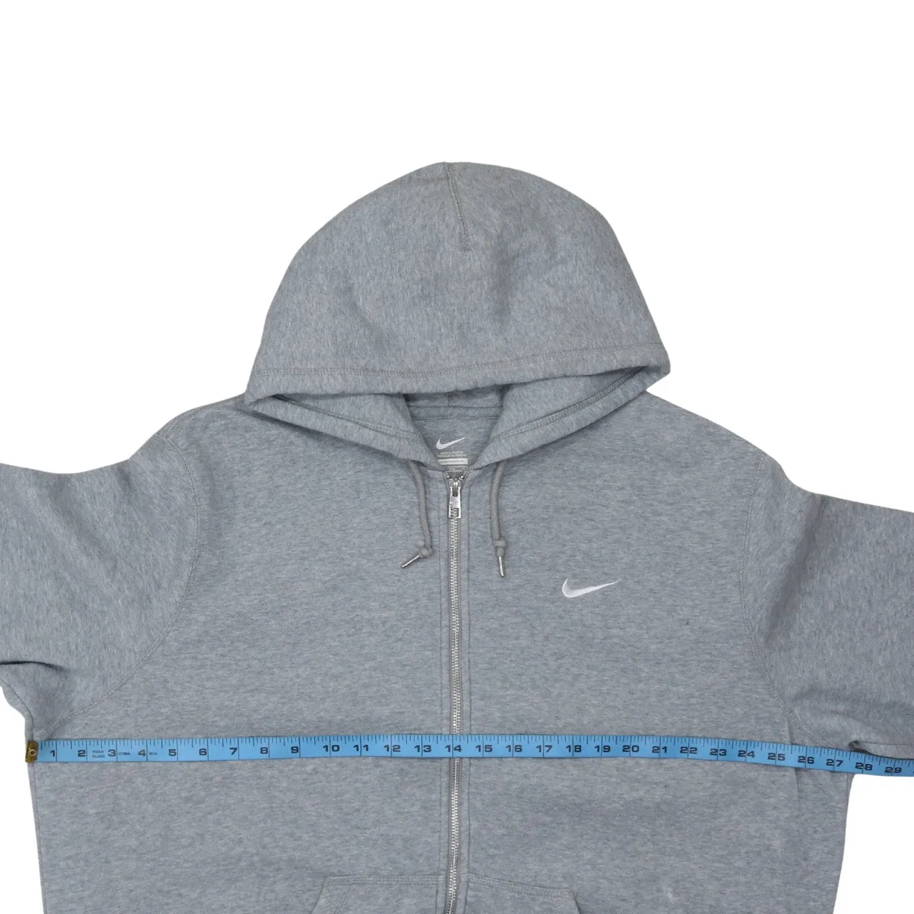 Nike Grey Full Zip Hoodie Men’s XXLarge Embroidered Swoosh Split Pocket Fleece Sweatshirt sold by Vintage Club product image thumbnail 5