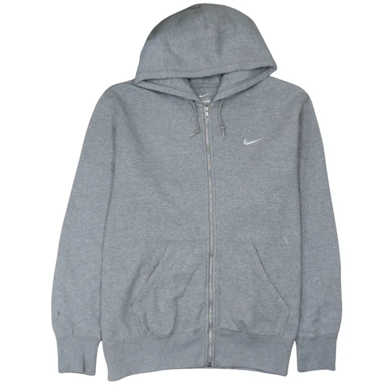 Nike Grey Full Zip Hoodie Men’s XXLarge Embroidered Swoosh Split Pocket Fleece Sweatshirt sold by Vintage Club
