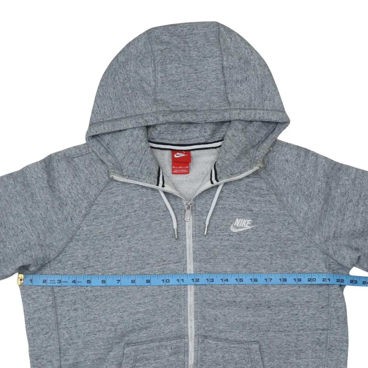 Nike Grey Full Zip Hoodie Men's Medium Embroidered Chest Logo Split Pocket Sweatshirt sold by Vintage Club product image thumbnail 5