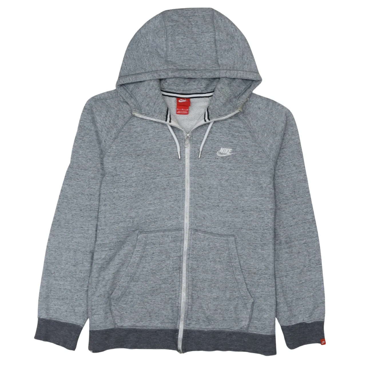 Nike Grey Full Zip Hoodie Men's Medium Embroidered Chest Logo Split Pocket Sweatshirt sold by Vintage Club