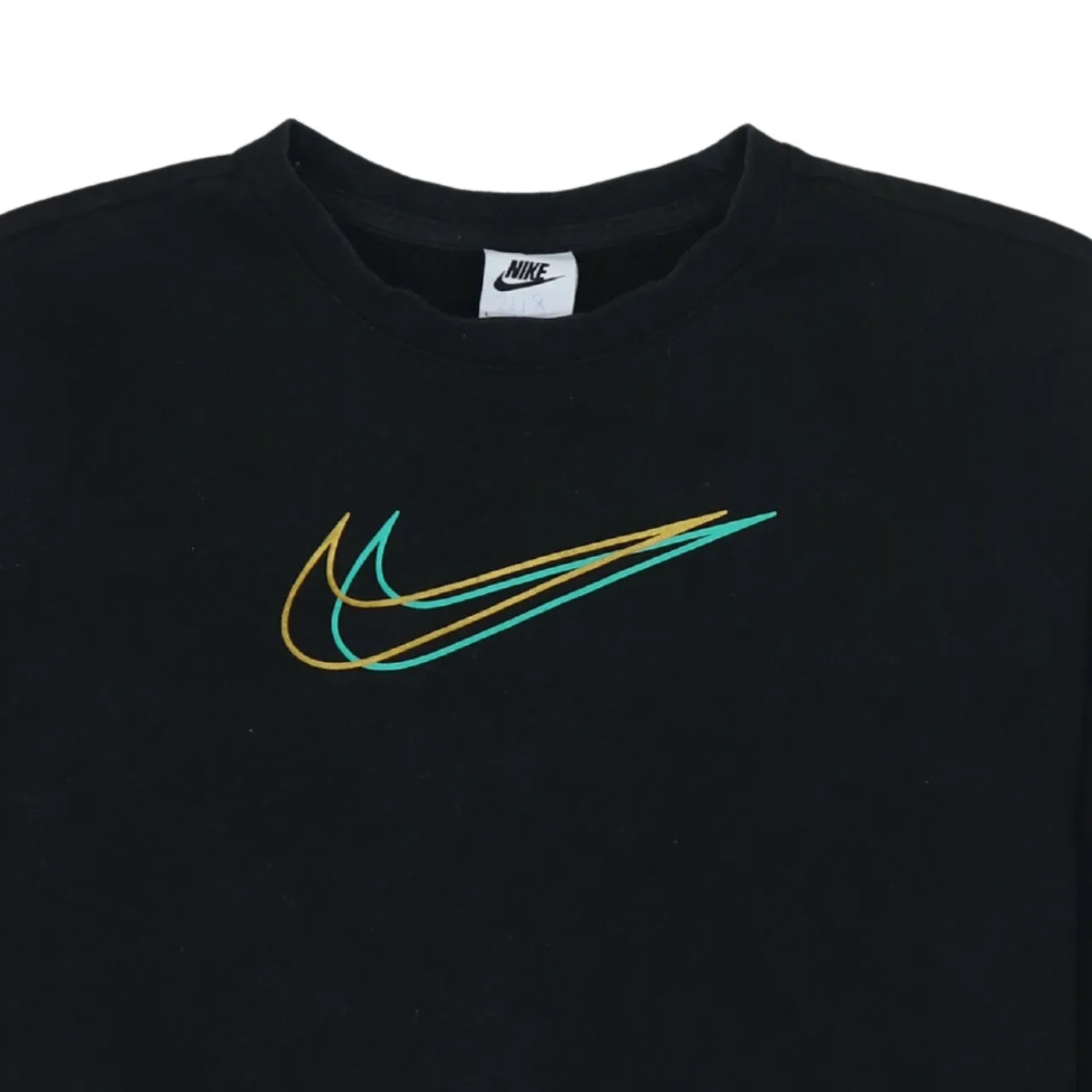 Nike Black Sweatshirt Women's Large Embroidered Triple Swoosh Logo Crewneck Pullover Top sold by Vintage Club product image thumbnail 3