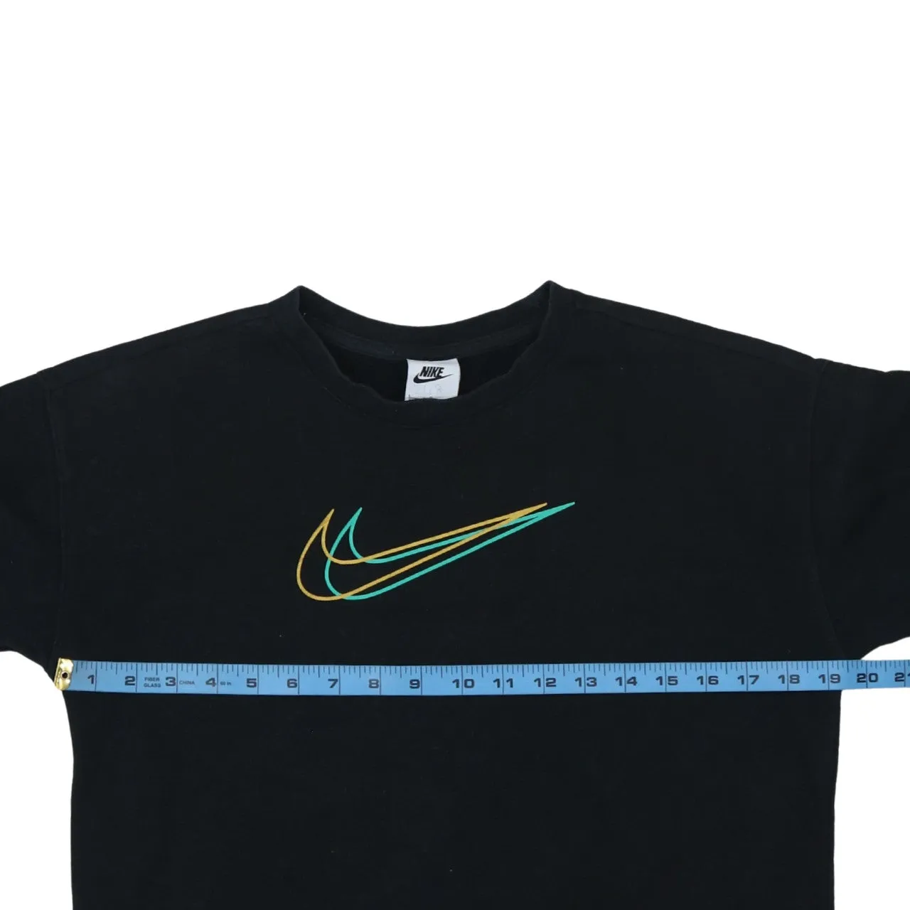 Nike Black Sweatshirt Women's Large Embroidered Triple Swoosh Logo Crewneck Pullover Top sold by Vintage Club product image thumbnail 5