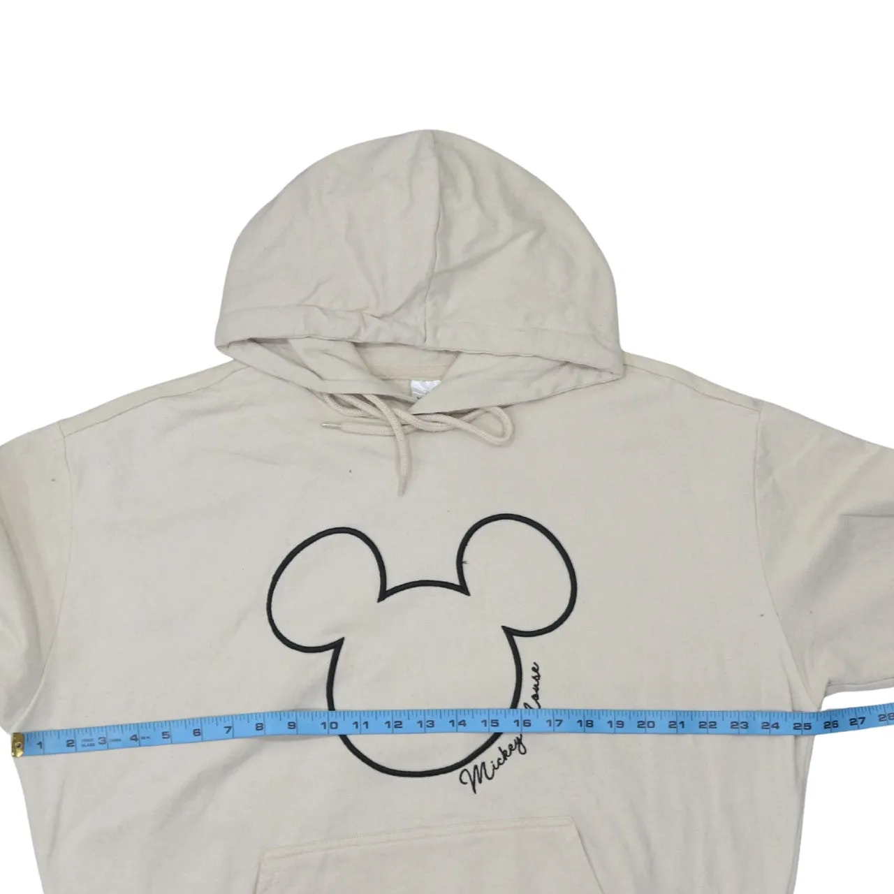 Mickey Mouse Beige Cream Hoodie Men's XLarge Printed Logo Front Pocket Pullover Sweatshirt sold by Vintage Club product image thumbnail 5