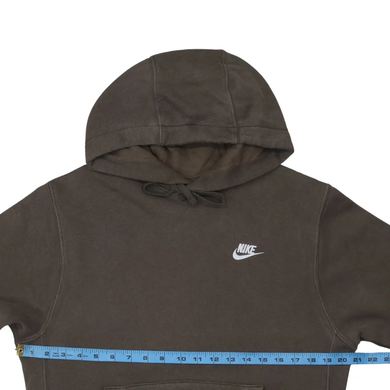 Nike Brown Hoodie Men’s Small Printed Swoosh Logo Drawstring Hood Front Pocket Sweatshirt sold by Vintage Club product image thumbnail 5