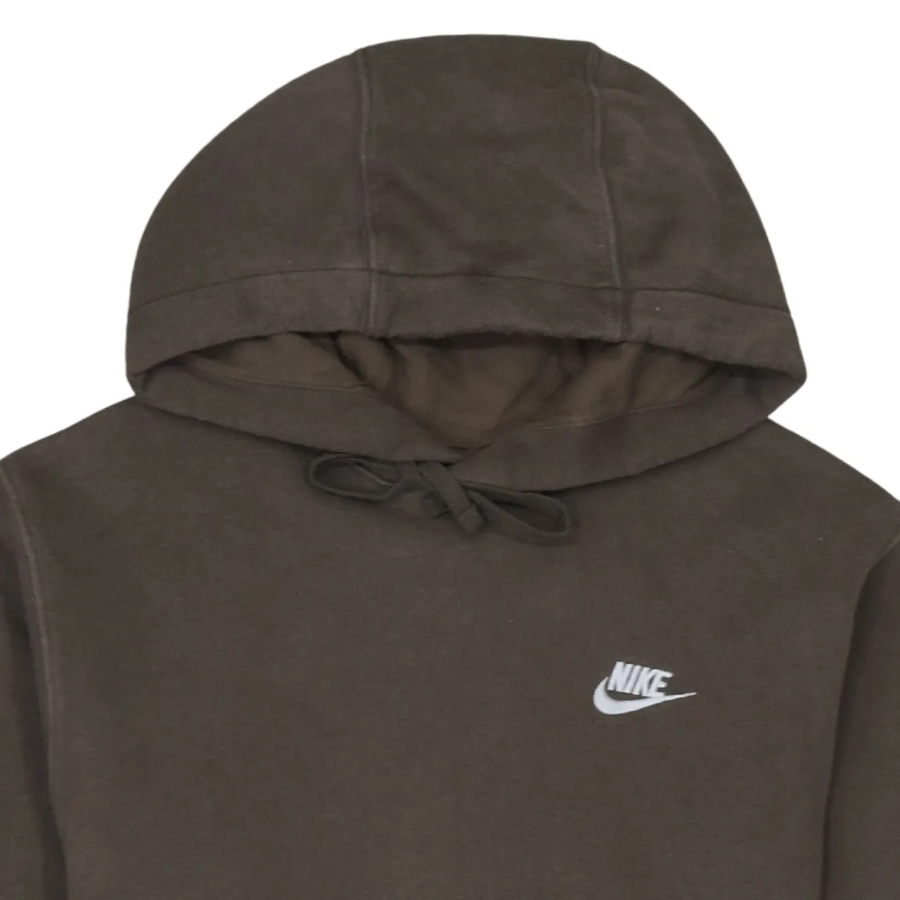 Nike Brown Hoodie Men’s Small Printed Swoosh Logo Drawstring Hood Front Pocket Sweatshirt sold by Vintage Club product image thumbnail 3