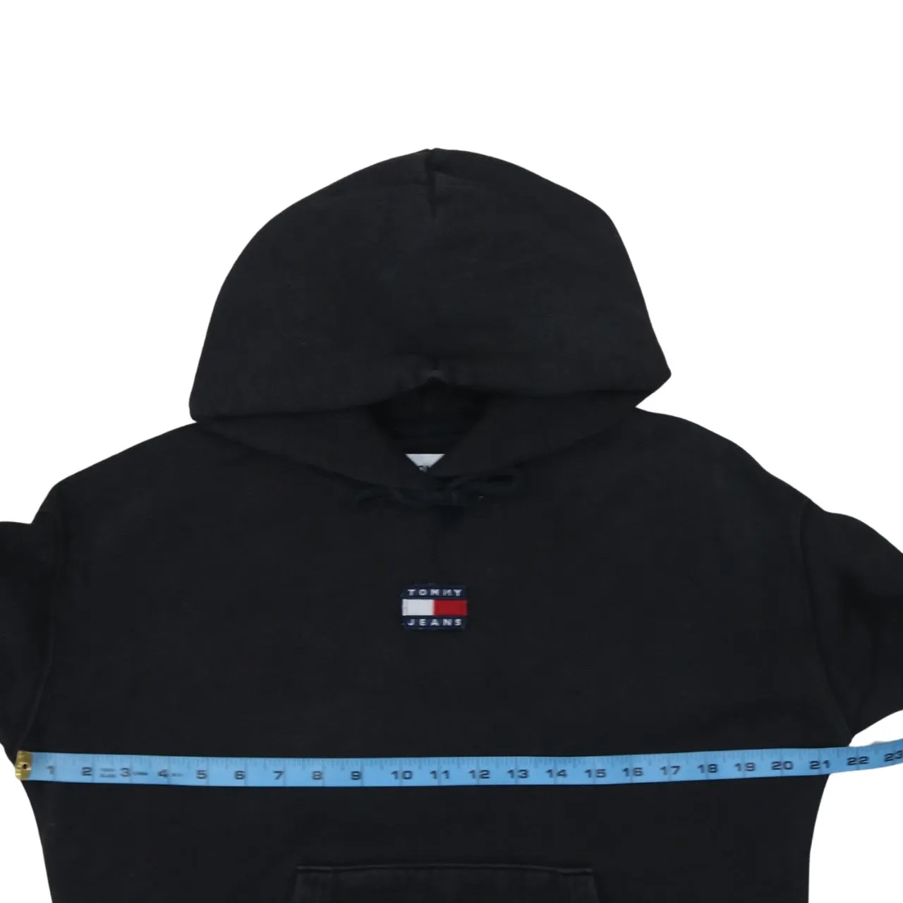 Tommy Hilfiger Black Hoodie Men's Medium Embroidered Flag Logo Front Pocket Pullover Sweatshirt sold by Vintage Club product image thumbnail 5