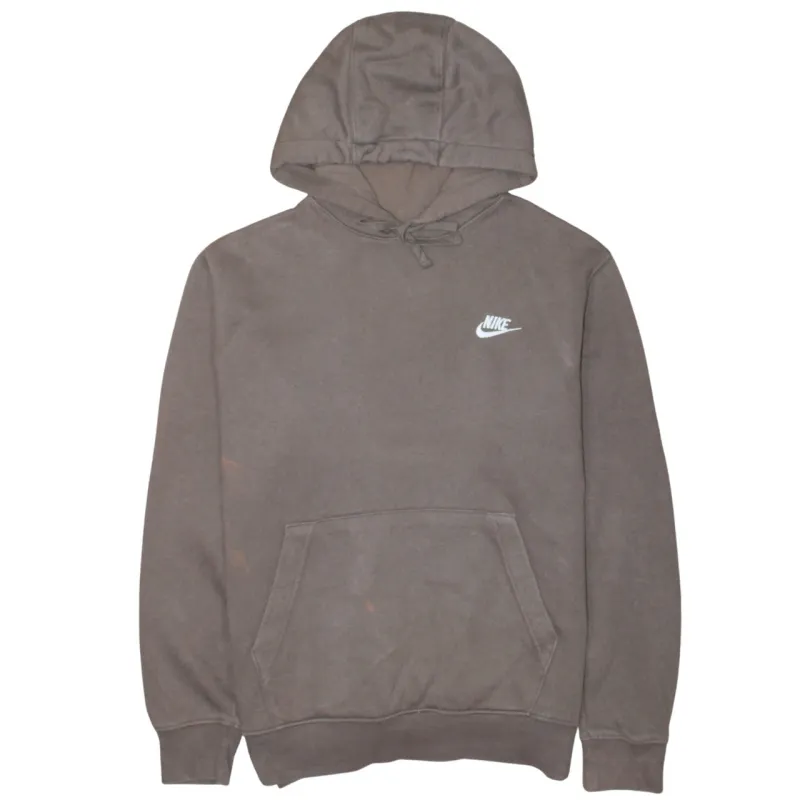 Nike Brown Hoodie Men's Medium Embroidered Swoosh Logo Front Pocket Pullover Sweatshirt sold by Vintage Club