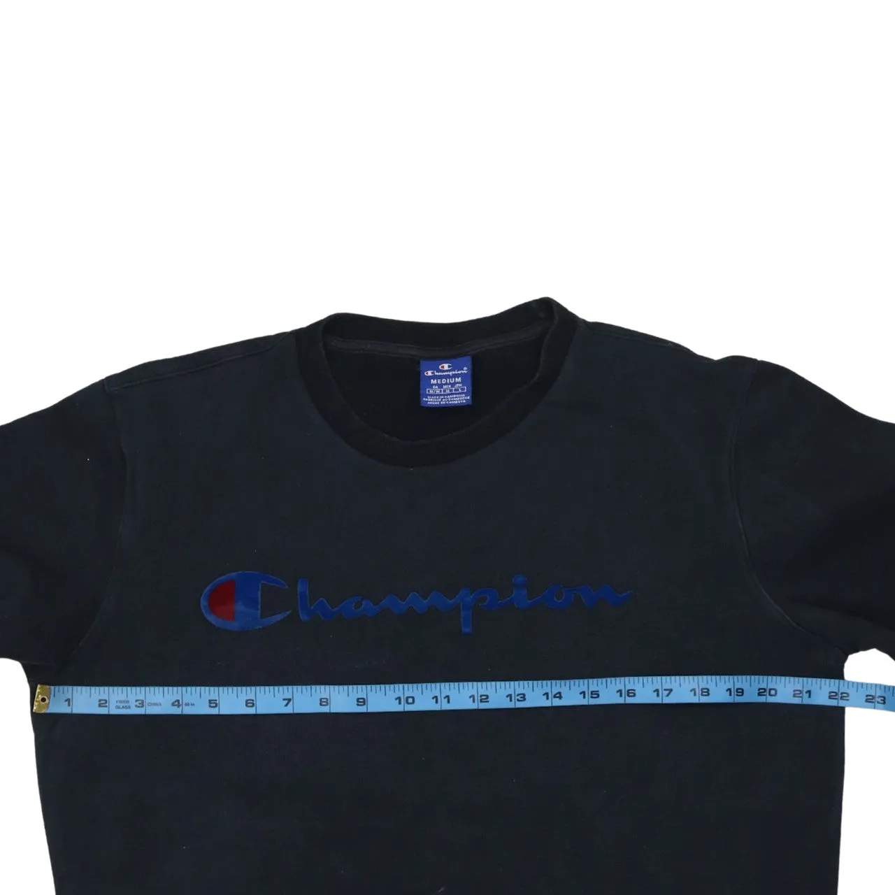 Champion Black Sweatshirt Men's Medium Embroidered Script Logo Ribbed Crewneck Pullover sold by Vintage Club product image thumbnail 5