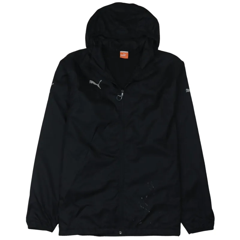 Puma Black Hooded Windbreaker Jacket Men’s Large Zip Front Reflective Logo Lightweight Outerwear sold by Vintage Club