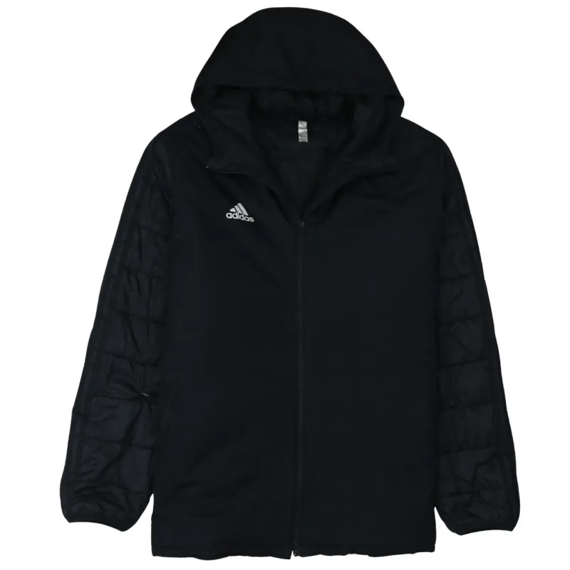 Adidas Black Hooded Puffer Jacket Men’s XXLarge Full Zip Embroidered Logo Outerwear made by Vintage Club