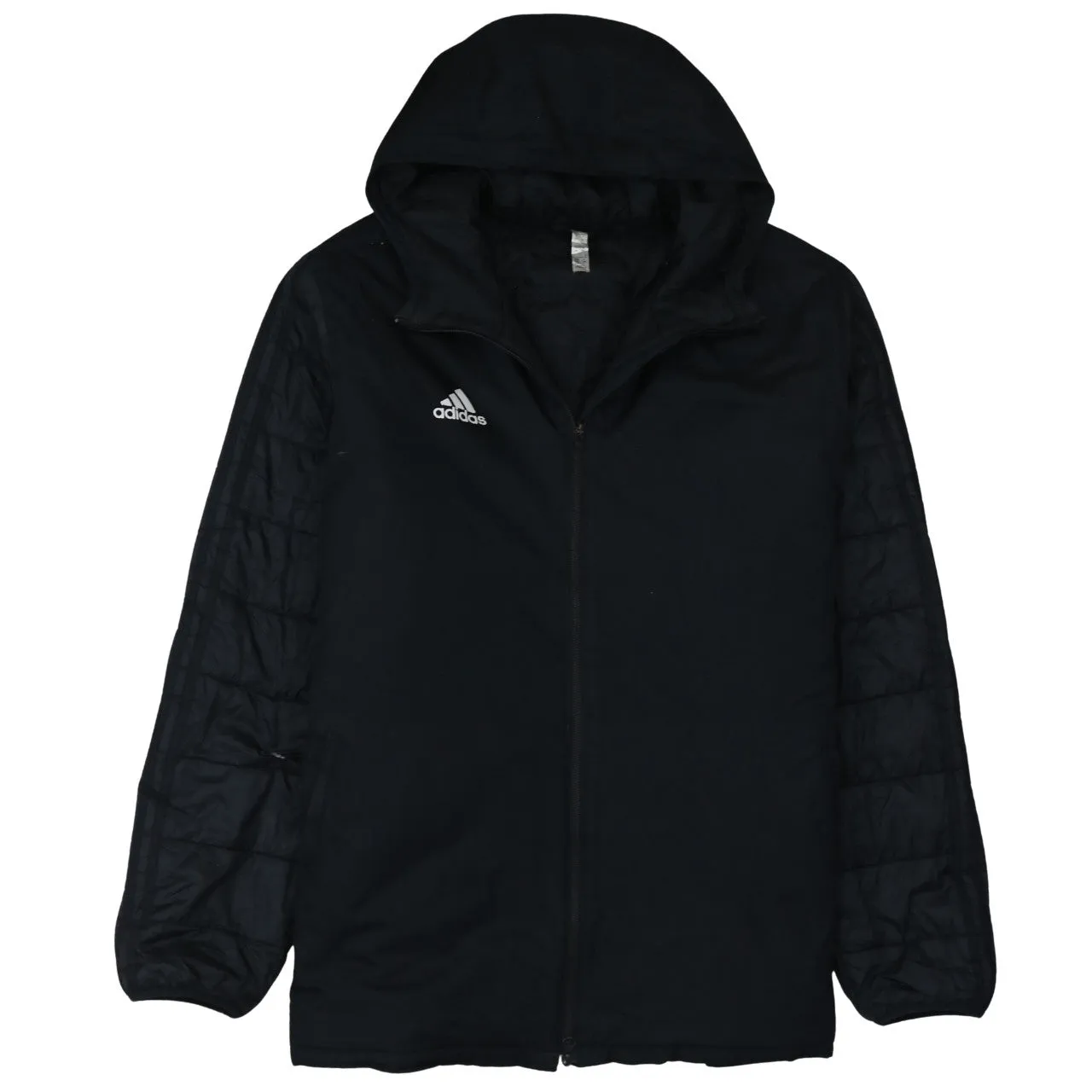 Adidas Black Hooded Puffer Jacket Men’s XXLarge Full Zip Embroidered Logo Outerwear sold by Vintage Club