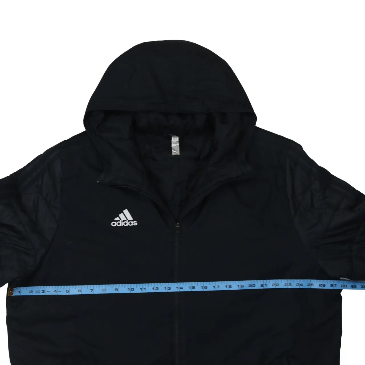 Adidas Black Hooded Puffer Jacket Men’s XXLarge Full Zip Embroidered Logo Outerwear sold by Vintage Club product image thumbnail 5