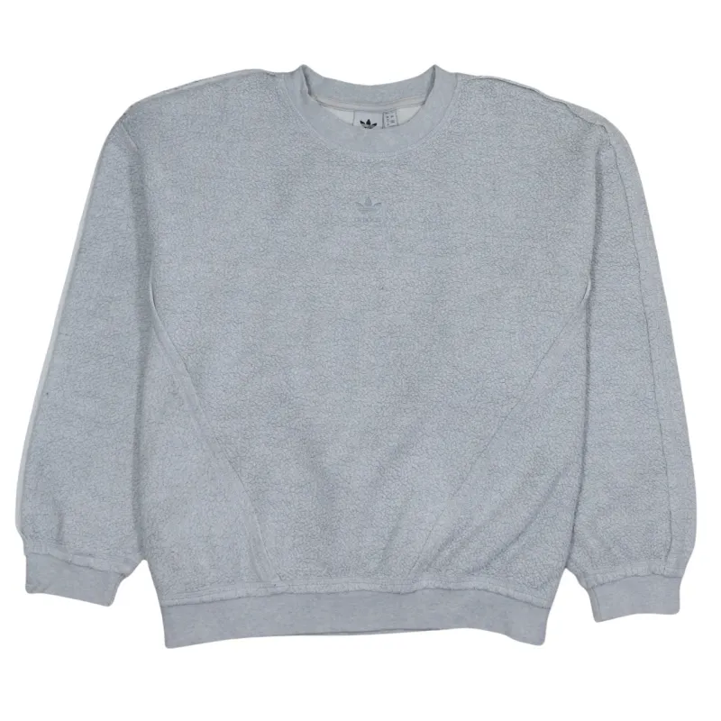 Adidas Light Grey Sweatshirt Women's XLarge Embroidered Trefoil Logo Crewneck Pullover Fleece Top sold by Vintage Club