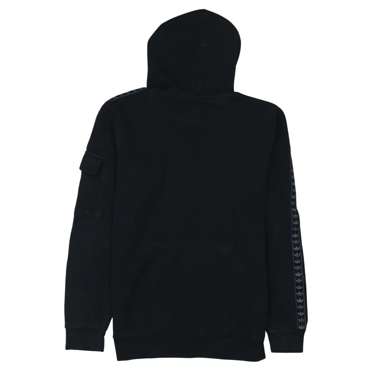 Adidas Black Hoodie Women’s Large Trefoil Sleeve Tape Arm Pocket Pullover Sweatshirt sold by Vintage Club product image thumbnail 2