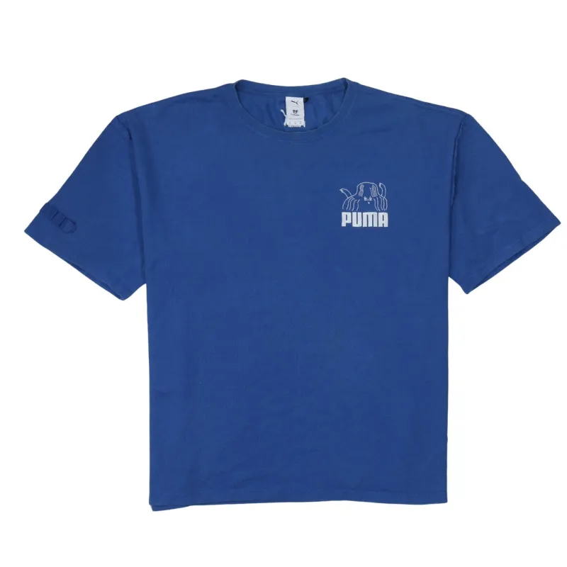 Puma Blue T Shirt Men’s XLarge Printed Chest Logo Back Logo Short Sleeve Tee sold by Vintage Club