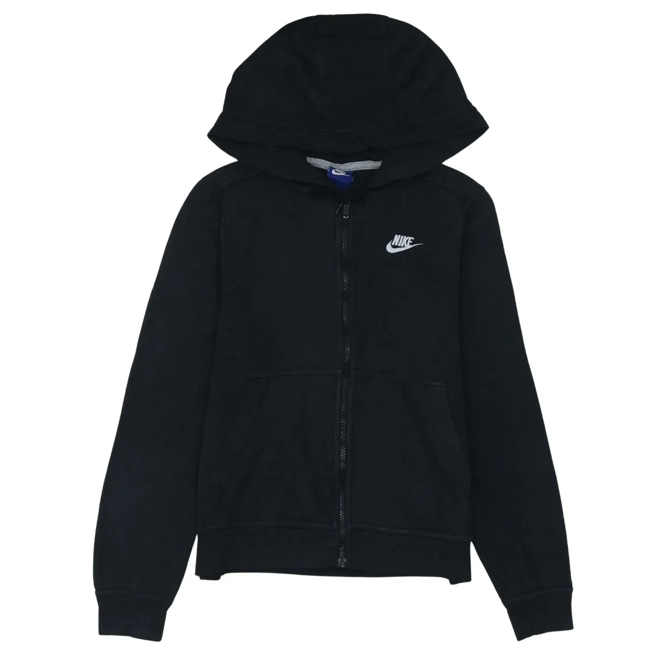Nike Black Full Zip Hoodie Women’s XSmall Embroidered Swoosh Split Pockets Sweatshirt sold by Vintage Club