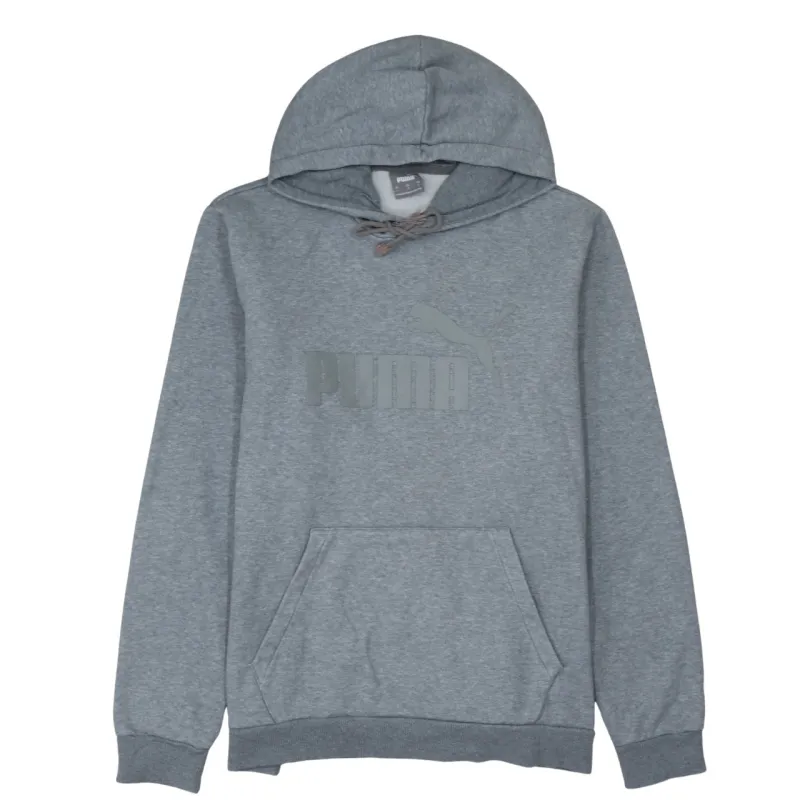 Puma Grey Hoodie Men's Large Printed Chest Logo Drawstring Hood Front Pocket Sweatshirt sold by Vintage Club
