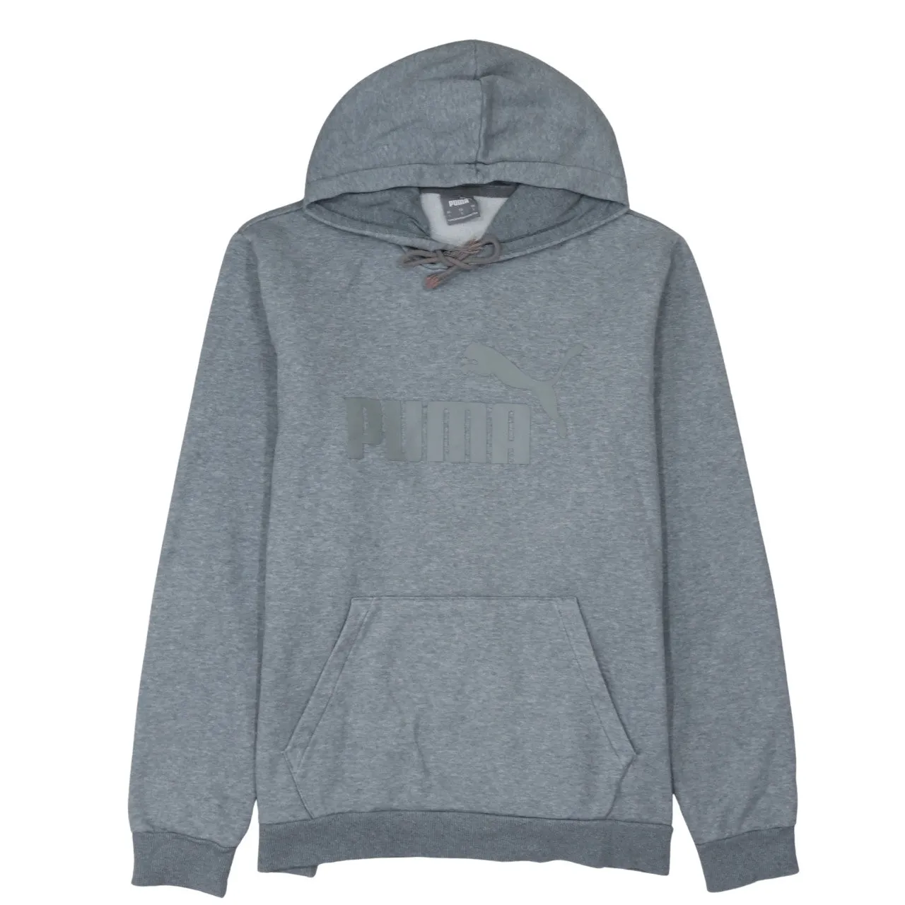 Puma Grey Hoodie Men's Large Printed Chest Logo Drawstring Hood Front Pocket Sweatshirt sold by Vintage Club